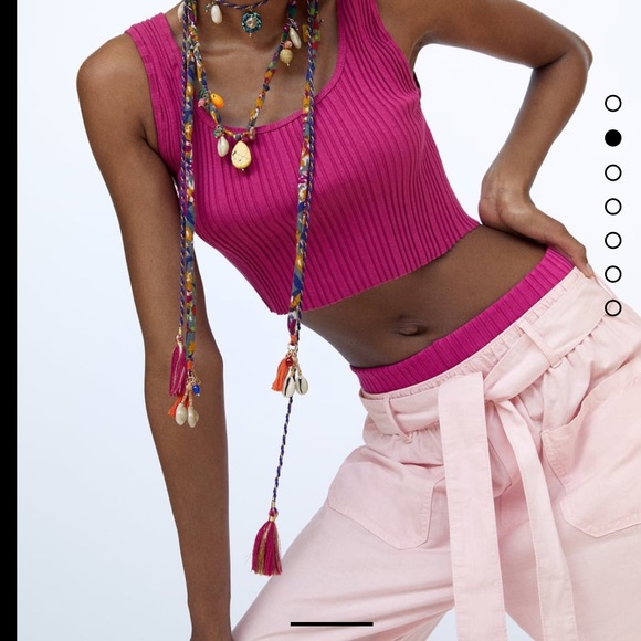 Zara pink high waisted jogging pants with belt - Picture 2 of 6